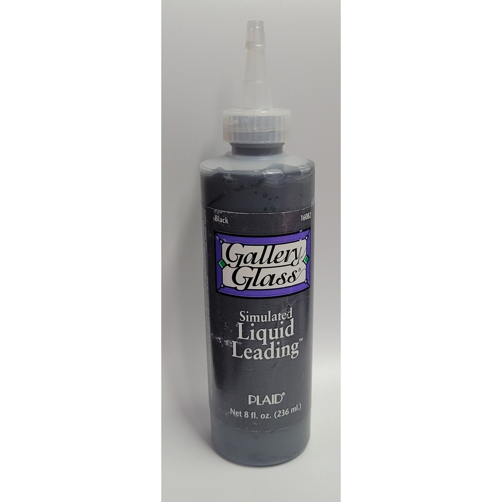 Plaid Gallery Glass Simulated Liquid Leading Black 8oz 16082 Stained Glass Look